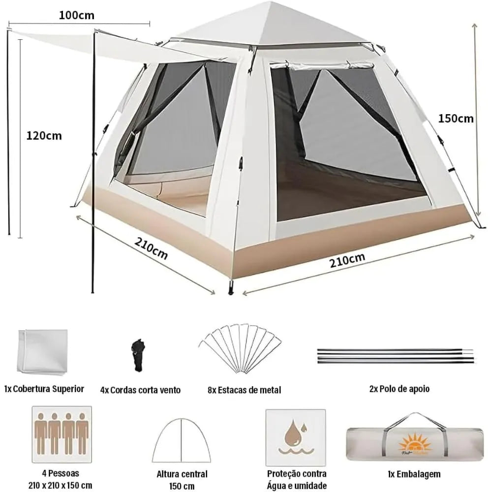 Barraca Cabana Camping Portátil para Atividades ao Ar Livre